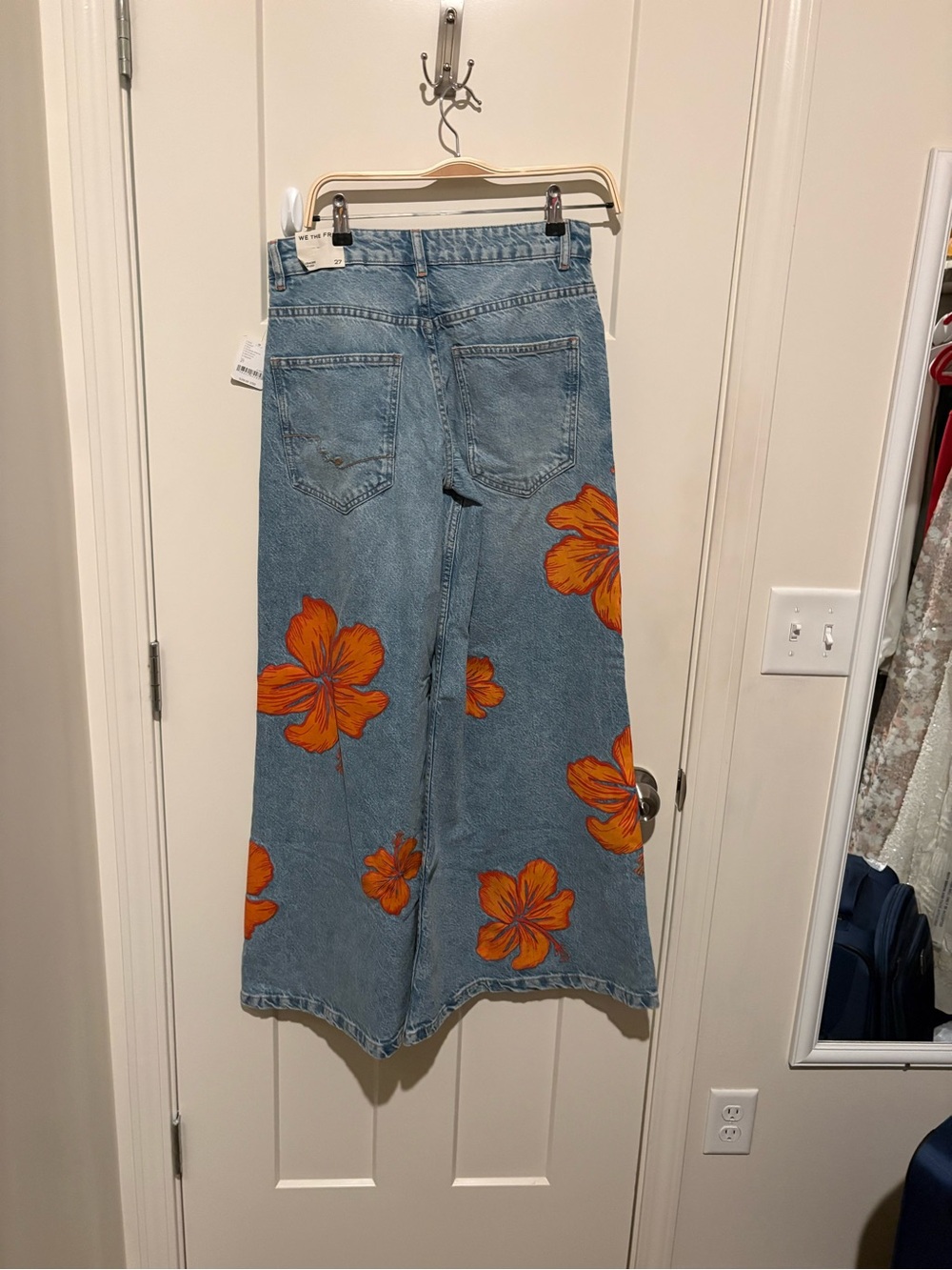 Free People We The Free Palisades Wide-Leg Jeans Flower Power 27 NWT - Picture 5 of 7